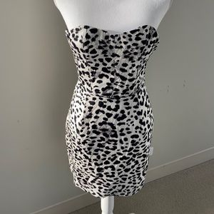 H&M Snow Leopard Print Strapless Dress